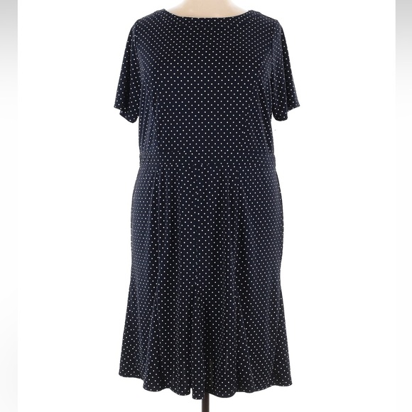 Talbots Woman Blue White Polka Dot Midi Dress Pinup Rockabilly Plus Size 18W - Picture 1 of 10